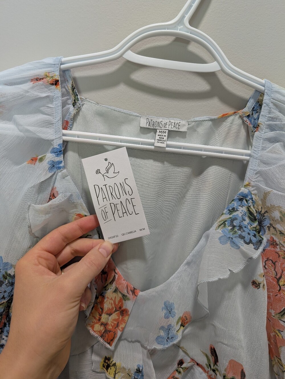 Patrons of Peace Powder Blue Floral V-Neck Maxi Dress - Picture 5 of 7